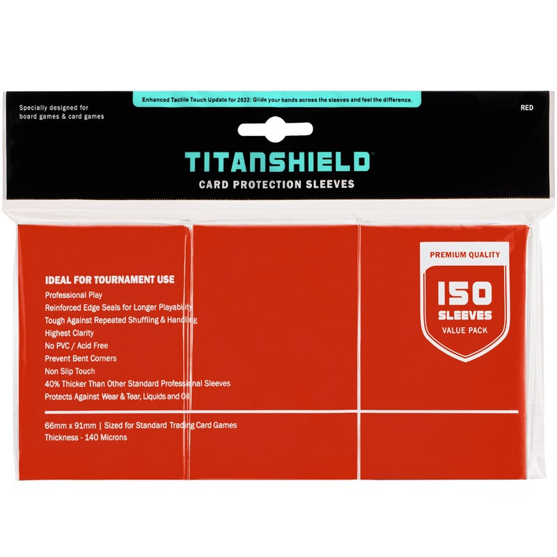 TitanShield Premium Card Sleeves | Compatible with Pokemon, One Piece, Lorcana, Flesh & Blood, & Magic The Gathering MTG | (150 Sleeves - Standard) (1, Red, Standard | 66x91mm) - Image 1